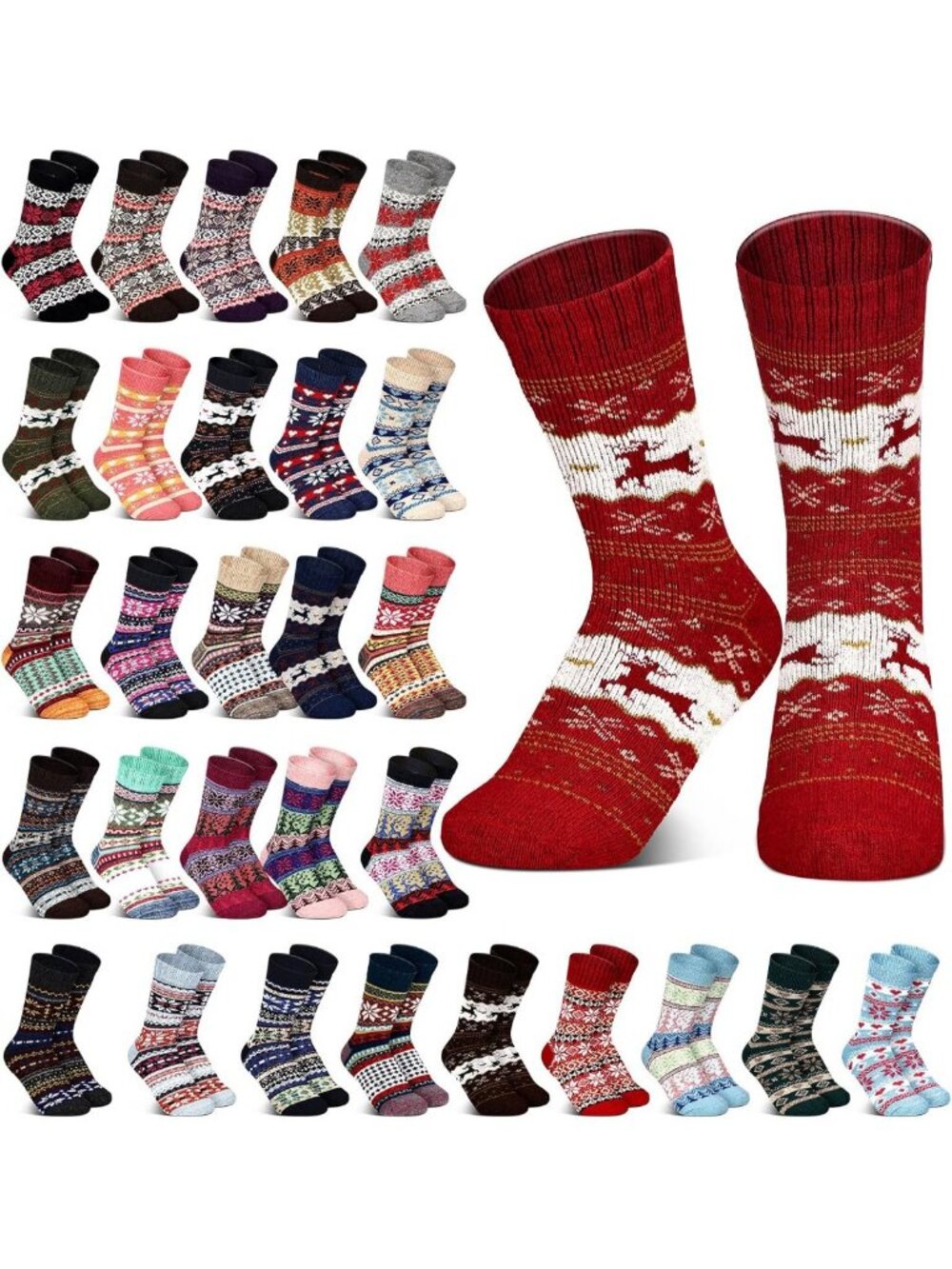 Cozy 30 Pairs Christmas Fuzzy Socks Set for Adults - Perfect Holiday Gift!